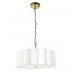 Serene - Brushed Aged Brass 3 Light Pendant with Vintage White Cotton