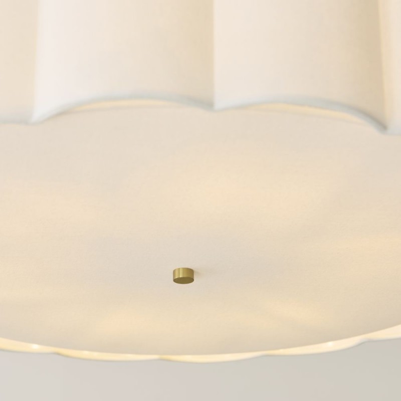 Endon-118593 - Serene - Brushed Aged Brass 6 Light Pendant with Vintage White Cotton