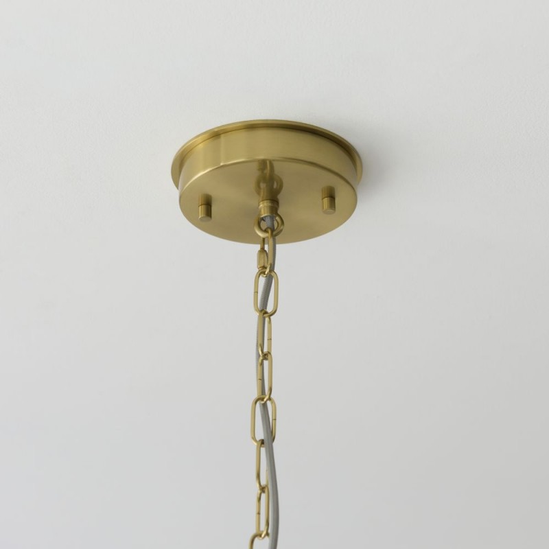 Endon-118593 - Serene - Brushed Aged Brass 6 Light Pendant with Vintage White Cotton