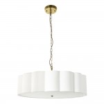 Serene - Brushed Aged Brass 6 Light Pendant with Vintage White Cotton