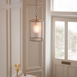 Ridgeton - Antique Brass Pendant with Ribbed Glass
