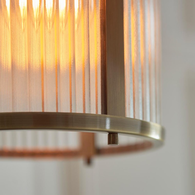 - Ridgeton - Antique Brass Pendant with Ribbed Glass Endon-118595 - Ridgeton - Antique Brass Pendant with Ribbed Glass