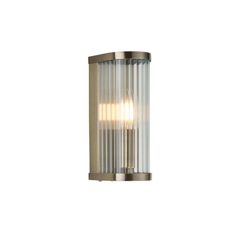 - Ridgeton - Antique Brass Wall Lamp with Ribbed Glass Endon-118596 - Ridgeton - Antique Brass Wall Lamp with Ribbed Glass