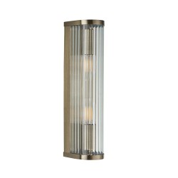 Ridgeton - Antique Brass 2 Light Wall Lamp with Ribbed Glass