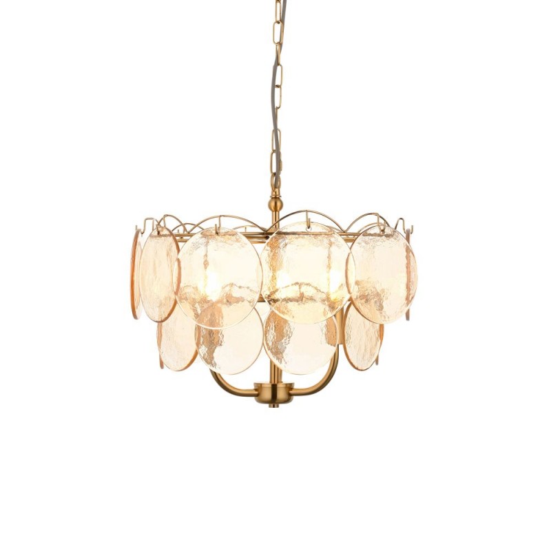 - Essie - Brushed Aged Brass 3 Light Centre Fitting with Champagne Glass Ambience-118602 - Essie - Brushed Aged Brass 3 Light Centre Fitting with Champagne Glass