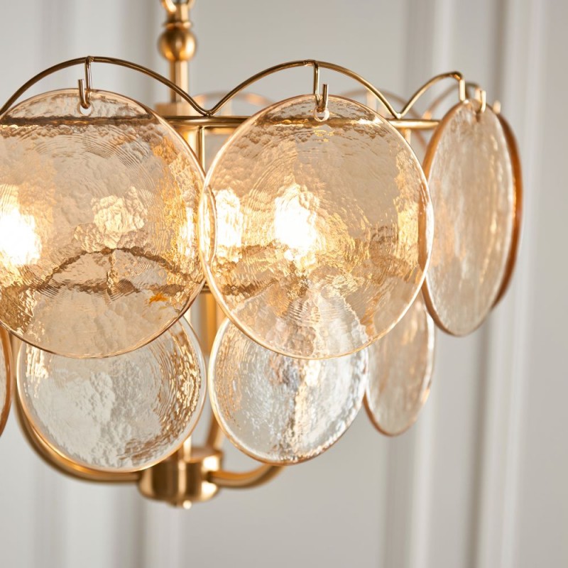 - Essie - Brushed Aged Brass 3 Light Centre Fitting with Champagne Glass Ambience-118602 - Essie - Brushed Aged Brass 3 Light Centre Fitting with Champagne Glass