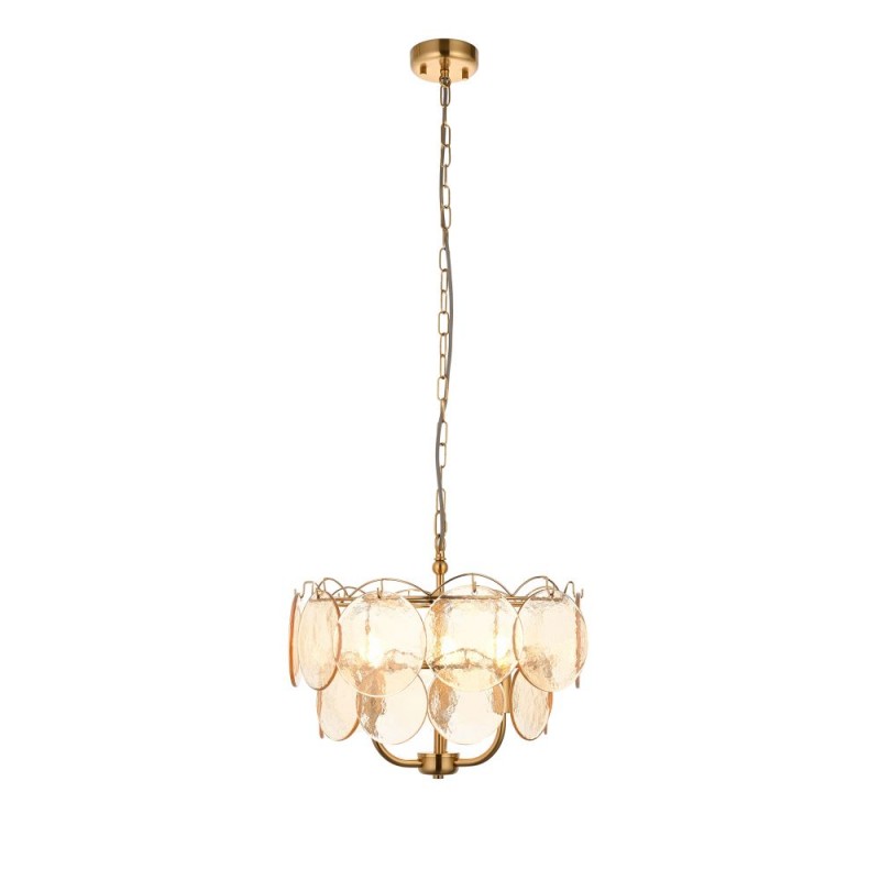 - Essie - Brushed Aged Brass 3 Light Centre Fitting with Champagne Glass Ambience-118602 - Essie - Brushed Aged Brass 3 Light Centre Fitting with Champagne Glass