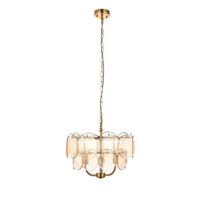 - Essie - Brushed Aged Brass 3 Light Centre Fitting with Champagne Glass Ambience-118602 - Essie - Brushed Aged Brass 3 Light Centre Fitting with Champagne Glass
