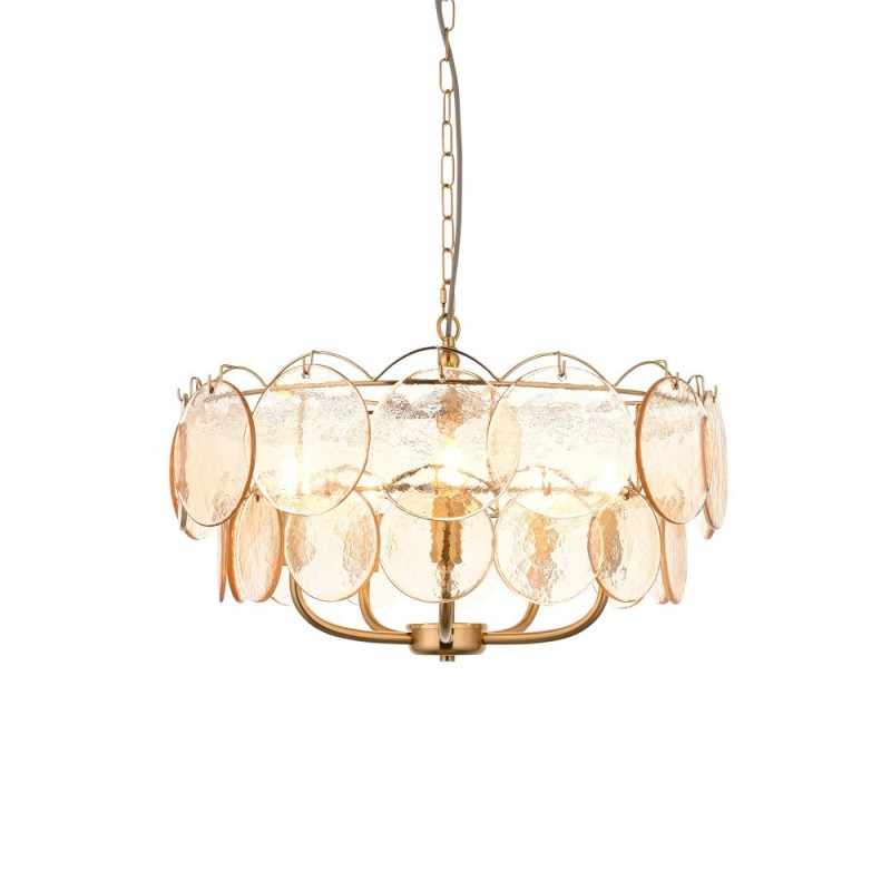 - Essie - Brushed Aged Brass 5 Light centre Fitting with Champagne Glass Ambience-118603 - Essie - Brushed Aged Brass 5 Light centre Fitting with Champagne Glass