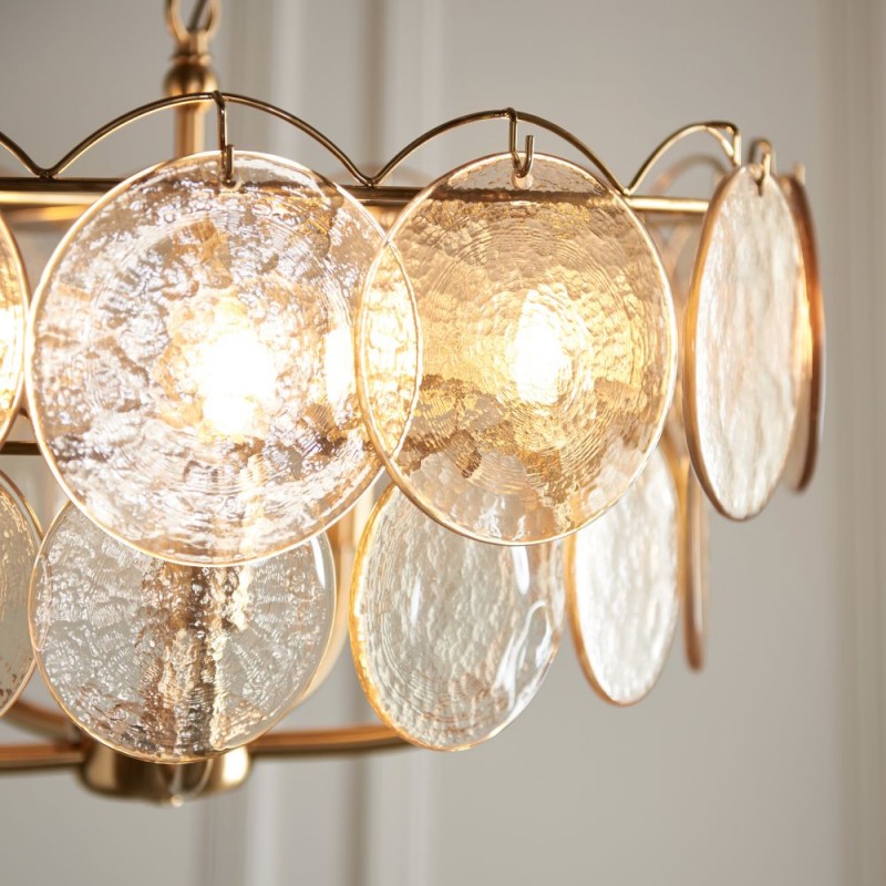 - Essie - Brushed Aged Brass 5 Light centre Fitting with Champagne Glass Ambience-118603 - Essie - Brushed Aged Brass 5 Light centre Fitting with Champagne Glass