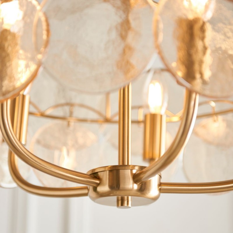 - Essie - Brushed Aged Brass 5 Light centre Fitting with Champagne Glass Ambience-118603 - Essie - Brushed Aged Brass 5 Light centre Fitting with Champagne Glass