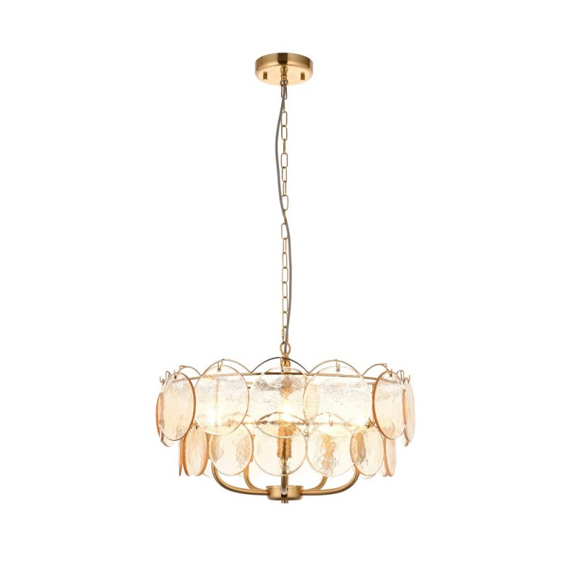 - Essie - Brushed Aged Brass 5 Light centre Fitting with Champagne Glass Ambience-118603 - Essie - Brushed Aged Brass 5 Light centre Fitting with Champagne Glass