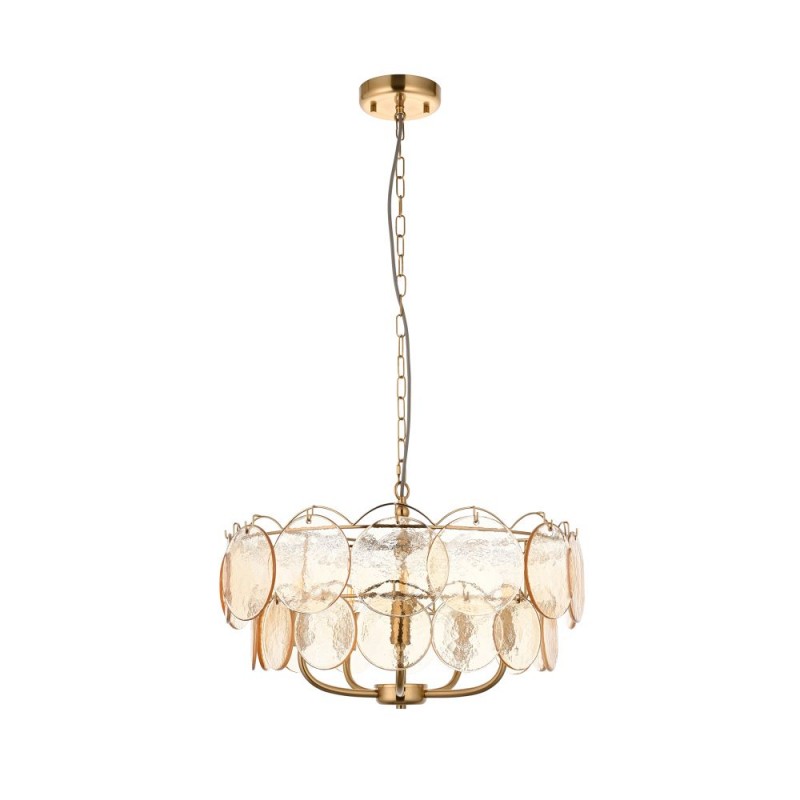 - Essie - Brushed Aged Brass 5 Light centre Fitting with Champagne Glass Ambience-118603 - Essie - Brushed Aged Brass 5 Light centre Fitting with Champagne Glass
