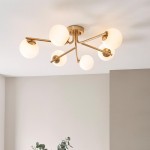 Aaron - Brushed Aged Brass 6 Light Centre Fitting with Matt Opal Glass Aaron - Brushed Aged Brass 6 Light Centre Fitting with Matt Opal Glass