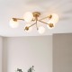 - Aaron - Brushed Aged Brass 6 Light Centre Fitting with Matt Opal Glass Endon-118651 - Aaron - Brushed Aged Brass 6 Light Centre Fitting with Matt Opal Glass