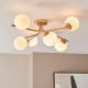 - Aaron - Brushed Aged Brass 6 Light Centre Fitting with Matt Opal Glass Endon-118651 - Aaron - Brushed Aged Brass 6 Light Centre Fitting with Matt Opal Glass