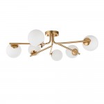 Aaron - Brushed Aged Brass 6 Light Centre Fitting with Matt Opal Glass Aaron - Brushed Aged Brass 6 Light Centre Fitting with Matt Opal Glass