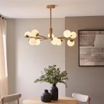 Aaron - Brushed Aged Brass 10 Light Centre Fitting with Matt Opal Glass Aaron - Brushed Aged Brass 10 Light Centre Fitting with Matt Opal Glass