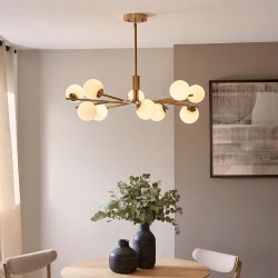 Aaron - Brushed Aged Brass 10 Light Centre Fitting with Matt Opal Glass Aaron - Brushed Aged Brass 10 Light Centre Fitting with Matt Opal Glass