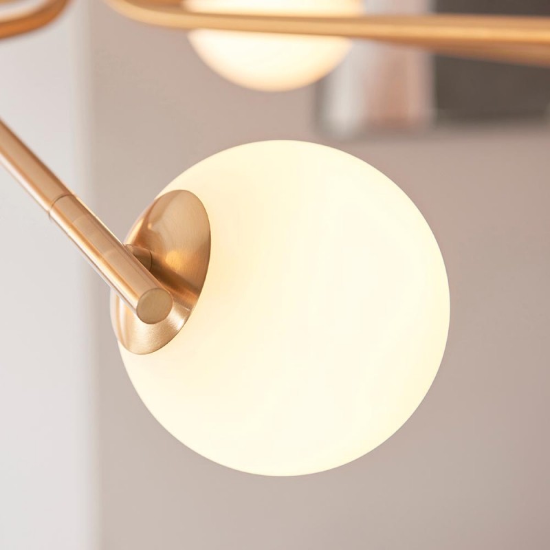 - Aaron - Brushed Aged Brass 10 Light Centre Fitting with Matt Opal Glass Endon-118652 - Aaron - Brushed Aged Brass 10 Light Centre Fitting with Matt Opal Glass