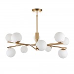 Aaron - Brushed Aged Brass 10 Light Centre Fitting with Matt Opal Glass Aaron - Brushed Aged Brass 10 Light Centre Fitting with Matt Opal Glass