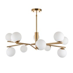 Aaron - Brushed Aged Brass 10 Light Centre Fitting with Matt Opal Glass Aaron - Brushed Aged Brass 10 Light Centre Fitting with Matt Opal Glass