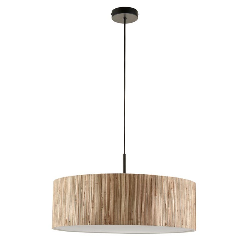 - Longshore - Black 3 Light Pendant with Natural Seagrass Shade Endon-118672 - Longshore - Black 3 Light Pendant with Natural Seagrass Shade