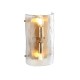 Endon-118673 - Keller - Brushed Aged Brass 2 Light Wall Lamp with Clear Textured Curved Glass