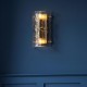 Endon-118673 - Keller - Brushed Aged Brass 2 Light Wall Lamp with Clear Textured Curved Glass