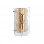 Keller - Brushed Aged Brass 2 Light Wall Lamp with Clear Textured Curved Glass Keller - Brushed Aged Brass 2 Light Wall Lamp with Clear Textured Curved Glass