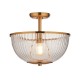 Endon-118750 - Somerset - Vintage Brass Uplighter Semi Flush with Clear Ribbed Glass