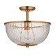Endon-118750 - Somerset - Vintage Brass Uplighter Semi Flush with Clear Ribbed Glass