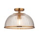 - Somerset - Vintage Brass Downlight Semi Flush with Clear Ribbed Glass Endon-118751 - Somerset - Vintage Brass Downlight Semi Flush with Clear Ribbed Glass