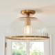 - Somerset - Vintage Brass Downlight Semi Flush with Clear Ribbed Glass Endon-118751 - Somerset - Vintage Brass Downlight Semi Flush with Clear Ribbed Glass