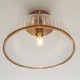 - Somerset - Vintage Brass Downlight Semi Flush with Clear Ribbed Glass Endon-118751 - Somerset - Vintage Brass Downlight Semi Flush with Clear Ribbed Glass