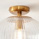 - Somerset - Vintage Brass Downlight Semi Flush with Clear Ribbed Glass Endon-118751 - Somerset - Vintage Brass Downlight Semi Flush with Clear Ribbed Glass