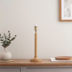 Twist - Base Only - Oak Effect Twisted Table Lamp