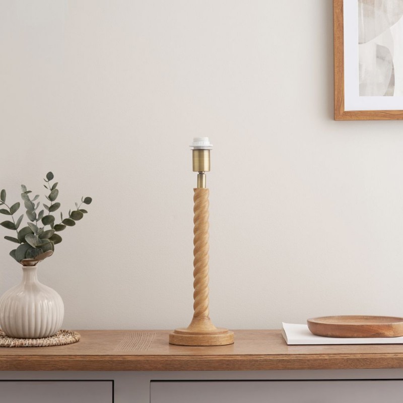 Endon-118754 - Twist - Base Only - Oak Effect Twisted Table Lamp
