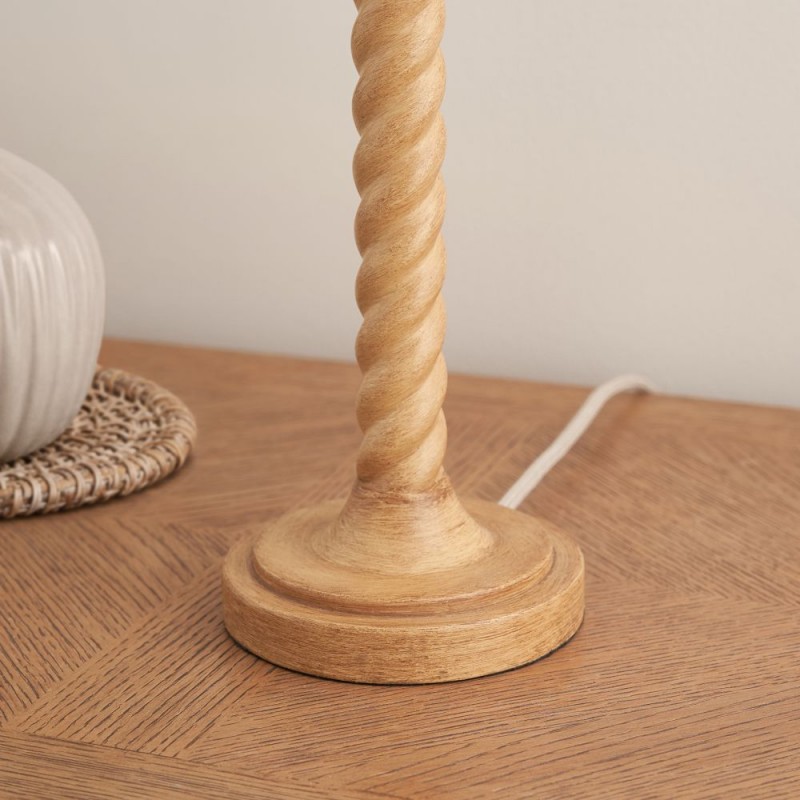 Endon-118754 - Twist - Base Only - Oak Effect Twisted Table Lamp