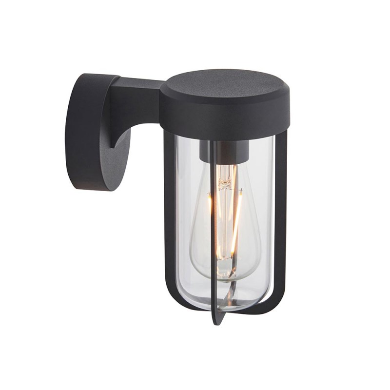 - Lucca - Matt Black Wall Lamp with Clear Glass IP44 Endon-118758 - Lucca - Matt Black Wall Lamp with Clear Glass IP44