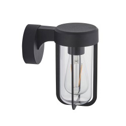 Lucca - Matt Black Wall Lamp with Clear Glass IP44