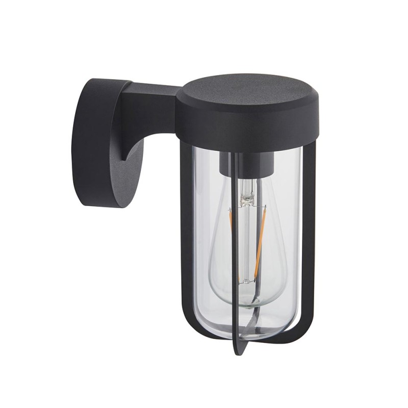 - Lucca - Matt Black Wall Lamp with Clear Glass IP44 Endon-118758 - Lucca - Matt Black Wall Lamp with Clear Glass IP44