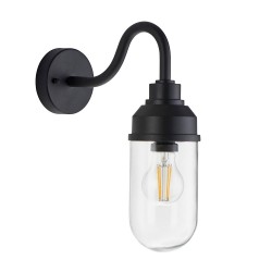 Truro - Matt Black Wall Lamp with Clear Glass IP44