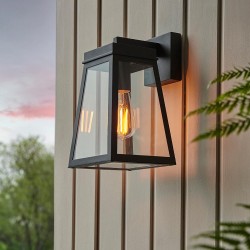 Lymington - Matt Black Lantern Wall Lamp IP44