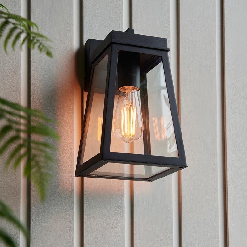 - Lymington - Matt Black Lantern Wall Lamp IP44 Endon-118762 - Lymington - Matt Black Lantern Wall Lamp IP44