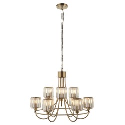Berenice - Antique Brass 9 Light Centre Fitting with Crystal