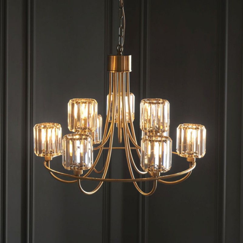 Endon-118934 - Berenice - Antique Brass 9 Light Centre Fitting with Crystal