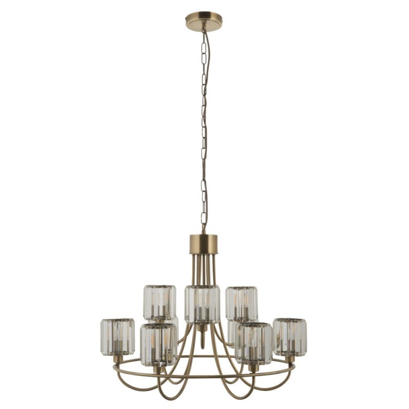 Endon-118934 - Berenice - Antique Brass 9 Light Centre Fitting with Crystal