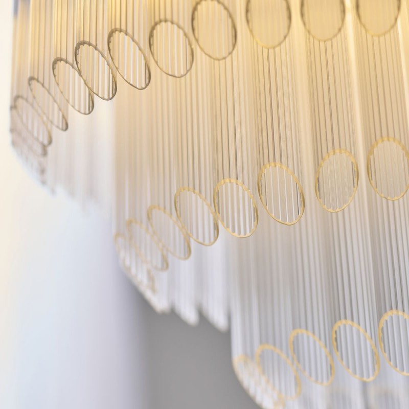 Endon-119107 - Montpellier - Brushed Aged Brass 3 Light Centre Fitting with Ribbed Cylindrical Clear Glass