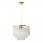 Montpellier - Brushed Aged Brass 3 Light Centre Fitting with Ribbed Cylindrical Clear Glass